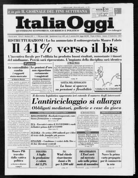 Italia oggi : quotidiano di economia finanza e politica